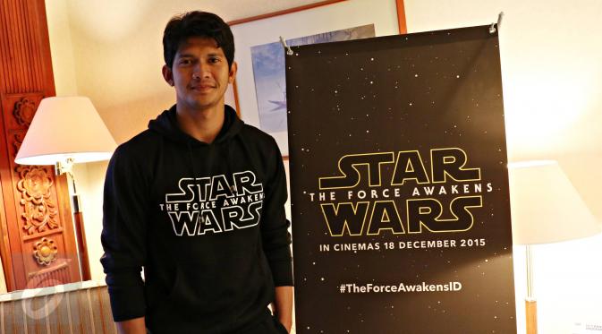 Aktor film Star Wars The Force Awakens Iko Uwais saat wawancara dengan wartawan di Jakarta, Rabu (16/12/2015). (Liputan6.com/Immanuel Antonius)
