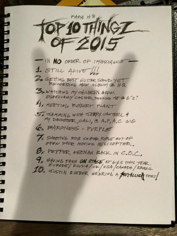 Daftar 10 hal favorit James Hetfield Metallica dari tahun 2015. (metalinjection.net)