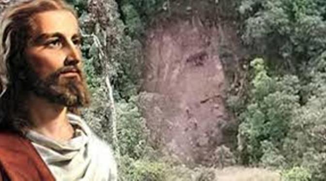 Putumayo, Kolombia, dikejutkan dengan penemuan baru berupa penampakan wajah Yesus di longsoran tanah| via: infospesial.net