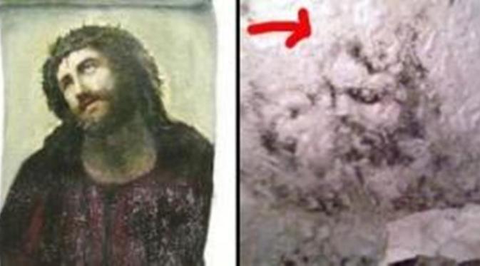 Seorang atheis bernama Kenny Iddenden menemukan wajah Yesus di dinding kotor belakang kulkasnya.| via: infospesial.net