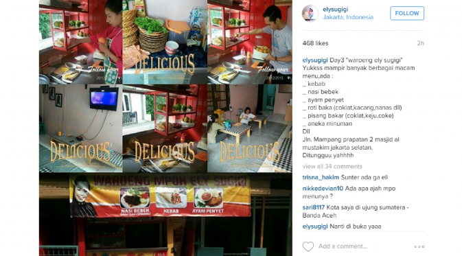 Elly Sugigi dan Ferry Anggara buka usaha kedai makan bersama [foto: instagram/elysugigi]