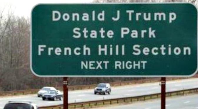 Sebuah taman di negara bagian New York menggunakan nama Donald J. Trump. (Sumber tegna-tv.com)