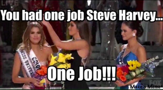 Dari Steve Harvey yang salah membaca nama pemenang Miss Universe 2015, muncullah berbagai meme lucu, dari Justin Bieber hingga konspirasi.
