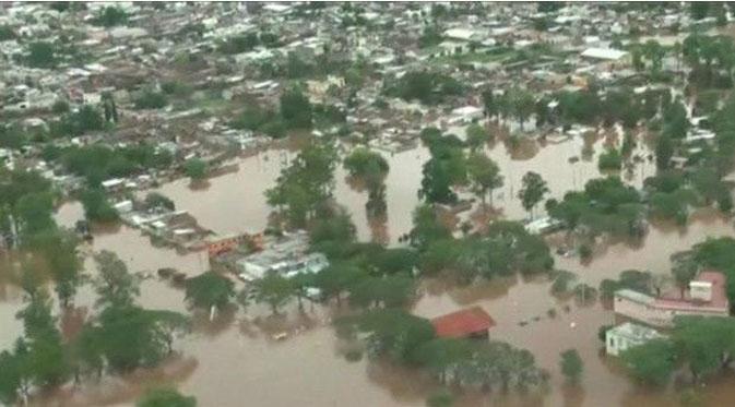 Banjir yang terjadi di timur laut Argentina. (bbc)