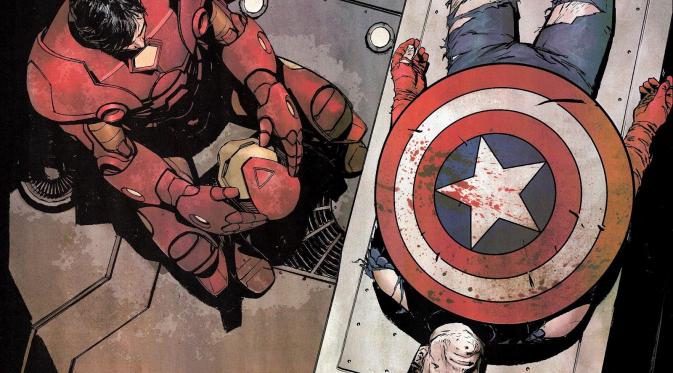 Iron Man dan Captain America di komik Avengers Civil War. (moviepilot.com)