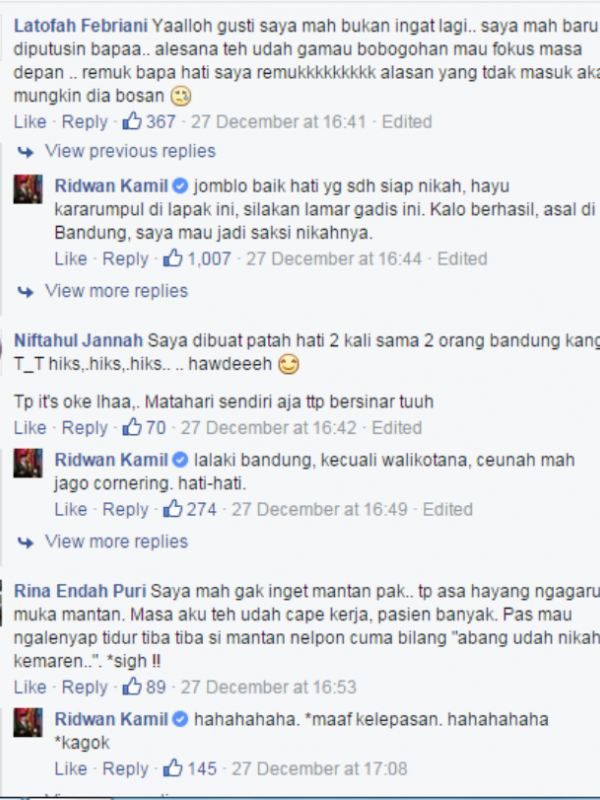23 Ribu Netizen Mendadak Galau Gara-gara Ridwan Kamil, Apa Pasal? | via: Facebook