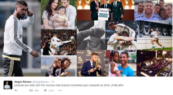 Kapten Real Madrid, Sergio Ramos, tanpa sengaja memajang foto istri Lionel Messi, Antonella Roccuzzo, di Twitter. (Twitter)