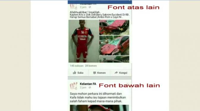 Kapten Kelantan FA, Mohd Badri Mohd Radzi dikabarkan meninggal. Padahal, ia sedang tidur di rumah.