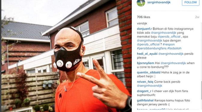 Kemarahan Bobotoh terhadap Sergio van Dijk yang menghapus fotonya ketika membela Persib di akun Instagram pribadinya. (Instagram)