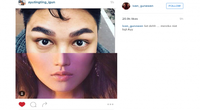 Ayu Ting Ting dan Ivan Gunawan dianggap memiliki kemiripan wajah [foto: instagram/ivan_gunawan]