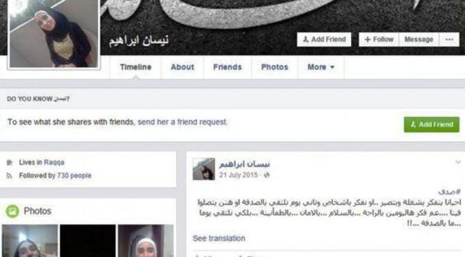 Facebook Ruqia Hassan yang menceritakan kondisi di bawah cengkeraman ISIS (Facebook)