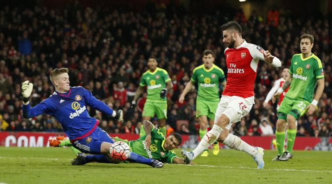 Gol ketiga Arsenal yang dicetak Giroud (Reuters)
