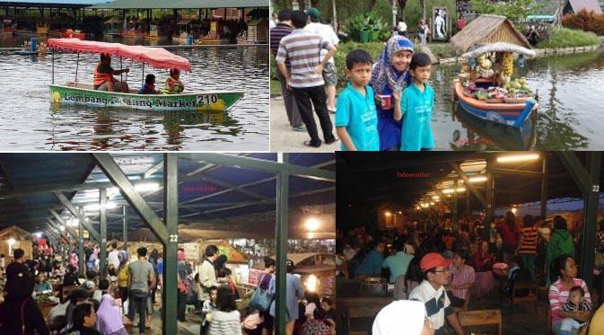 Floating Market, wisata alam danau buatan yang lagi 'happening' banget di Bandung, Jawa Barat. Ke sana, yuk!