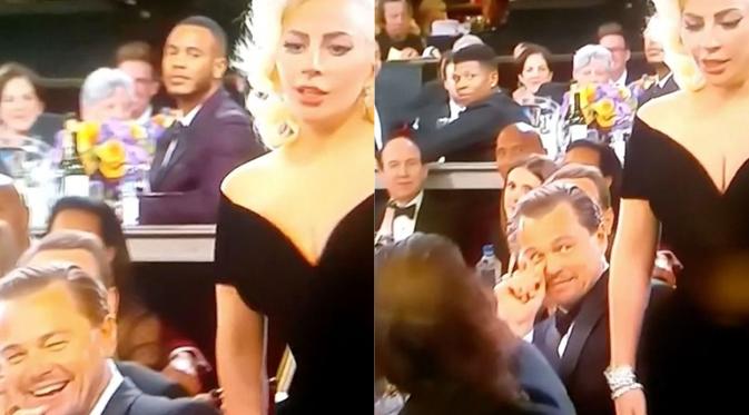 Lady Gaga dan Leonardo DiCaprio di Golden Globes Awards 2016. (foto: mirror.co.uk)