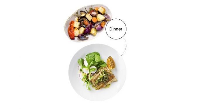 Makan malam : Ikan, Kentang biru panggang dan wortel (sumber. Elle.com)