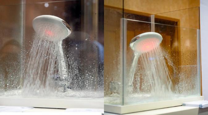 Shower Hydrao memancarkan cahaya LED merah jika air yang digunakan sudah terlalu banyak. (foto: theaustralian.com.au)