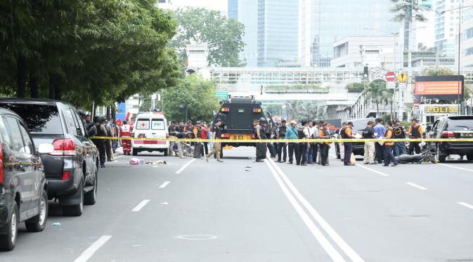 Lokasi Bom Kawasan M.H Thamrin. (Febio Hernanto/bintang.com)