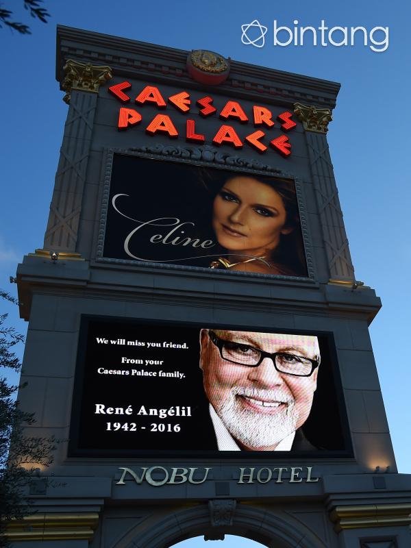Tribute to Rene Angelil di depan Caesars Palace. (AFP/Bintang.com)