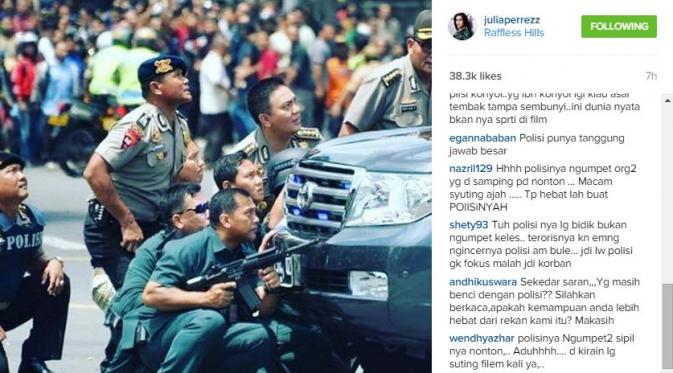 Julia Perez kagumi Polisi Indonesia. (Instagram @juliaperrezz)