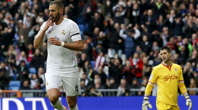 Karim Benzema di laga Real Madrid Vs Sporting Gijon (Reuters)