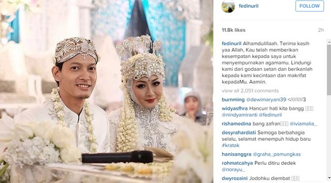 Fedi Nuril mengunggah foto pertama bareng istrinya di media sosial. (foto: Instagram.com/fedinuril)