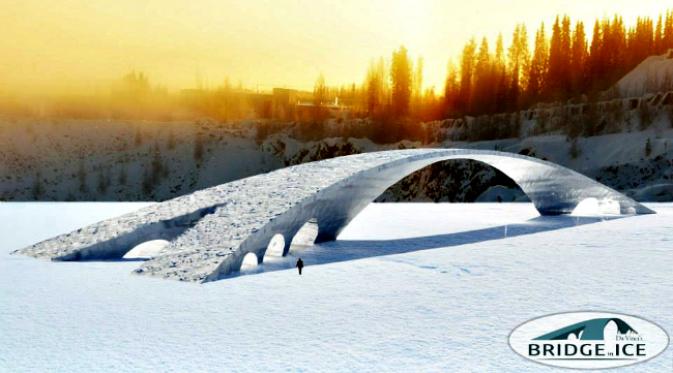 Sebuah jembatan es dibangun di Finlandia dengan menggunakan rancangan Leopnardo da Vinci sekitar 500 tahun lalu. (Sumber History)