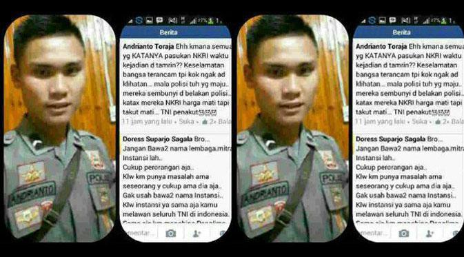 Bripda Andrianto dari Toraja, Sulawesi Selatan, terima sanksi berat setelah hina TNI | Via: facebook.com