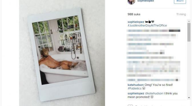 Kate Hudson mengomentari foto telanjangnya. (via instagram.com/sophielopez/)