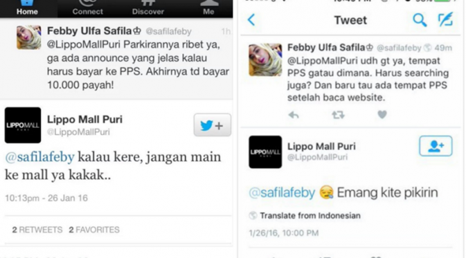 Akun twitter Lippo Mall Puri jadi bahan perbincangan karena mengeluarkan pernyataan bernada kontroversial