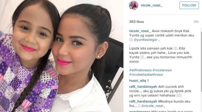 Nicole Elisabeth Rossi mengunggah foto bersama pemain Elif versi Indonesia (Instagram)
