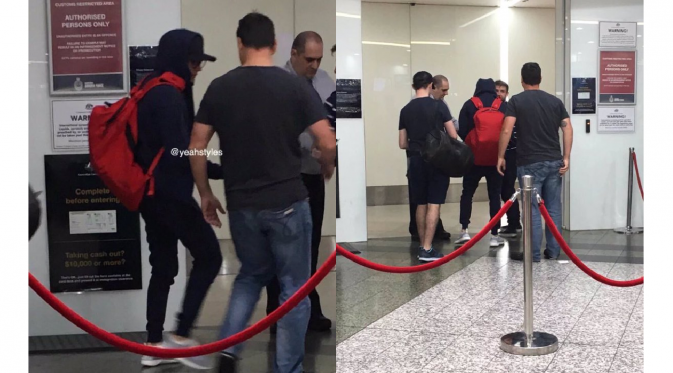 Niall Horan di bandara Melbourne, Australia saat akan bertolak ke Indonesia [foto: twitter/yeahstyles]