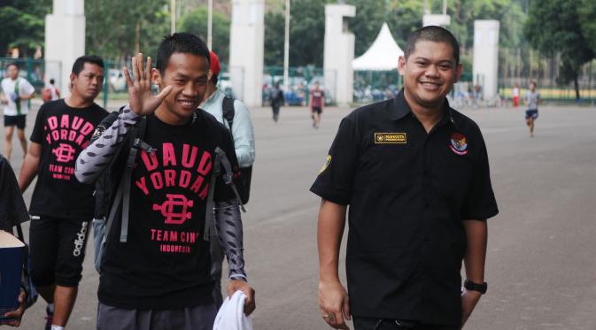 Daud Cino Yordan beratih di Stadion Utama Gelora Bung Karno (SUGBK),  Senayan, Jakarta. 