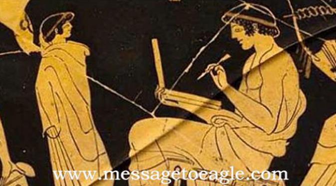 Penggambaran tablet di era Yunani kuno. (foto: messagetoeagle.com)