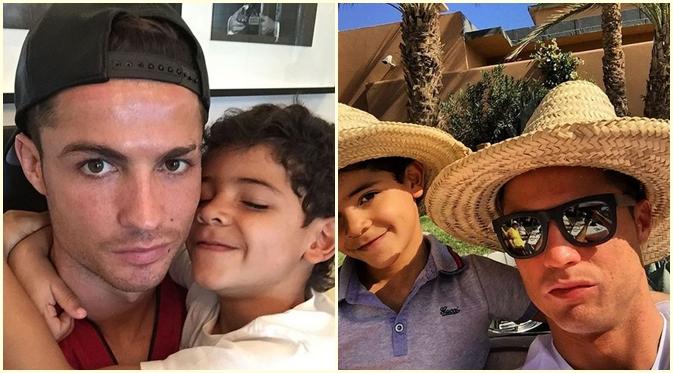 Cristiano Ranaldo menyisihkan waktu untuk sang buah hati; Cristiano Junior. (Instagram @cristiano)