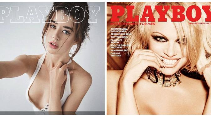 Sampul Majalah Playboy terbaru Vs cover Pamela Anderson (Playboy)