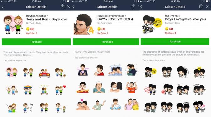 Indonesia Minta Line Menghilangkan Stiker LGBT. Sumber : mashable.com
