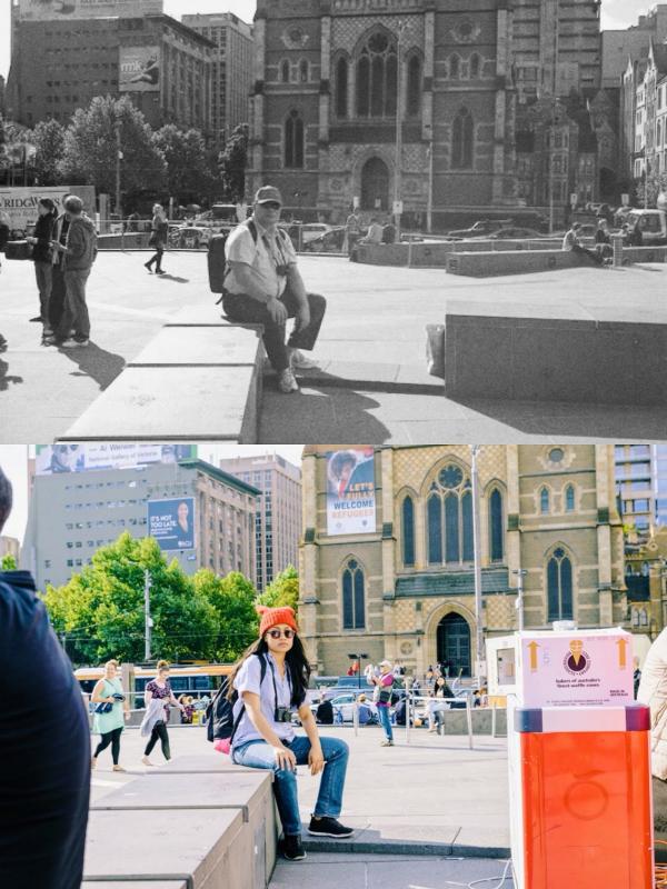 Federation Square (St. Paul's Cathedral in the back). (Via: goodlcuksarah.com)