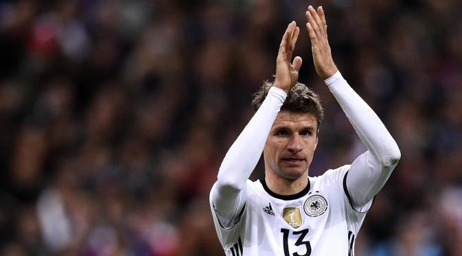 Bintang tim nasional Jerman, Thomas Muller. (AFP/Franck Fife).