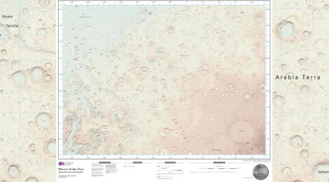Peta Mars dibuat dengan cara pembuatan peta permukaan bumi. (Ordnance Survey)