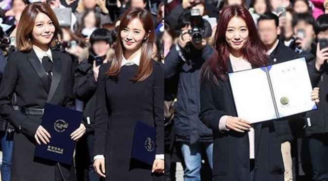 Park Shin Hye, Sooyoung dan Yuri SNSD lulus kuliah [foto: instagram/one_bntworld]