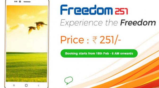 Ponsel Freedom 251 hanya dijual di internet (http://www.financialexpress.com)