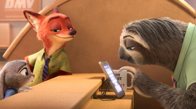 Flash, sloth tercepat di Zootopia (Walt Disney Animation Studios)
