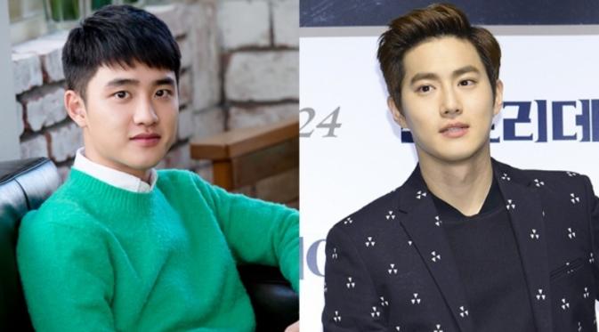 Suho EXO dan D.O. EXO. foto: officiallykmusic.com