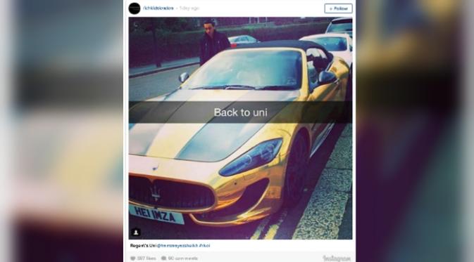Seorang anak miliarder tampak memamerkan mobil sportnya (Foto: instagram richkidslondon).