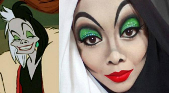 Saraswati bertransformasi menjadi Cruella, salah satu tokoh jahat di Disney (Foto: Daily Mail)