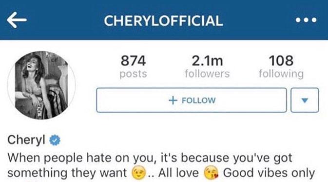 Cheryl Cole mengubah bio Instagram-nya. (via dailymail.co.uk)