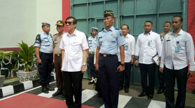 Menteri Hukum dan HAM Yasonna datangi Rutan Klas 1 Jambe Desa Taban, Kecamatan Jambe Kabupaten Tangerang. (Liputan6.com/Pramita Tristiawati)