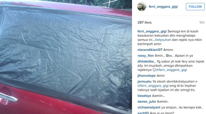 Mobil Elly Sugigi yang dibobol maling (Instagram)