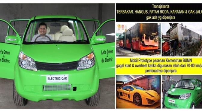 Ricky, rekan Dasep juga mengunggah foto yang membandingkan antara mobil inovasinya dengan Transjakarta. (via: istimewa)