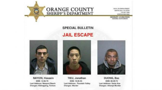 Dua orang pelarian dari penjara Orange County di California tertangkap lagi setelah dipergoki seorang tunawisma. (Sumber ABC News)